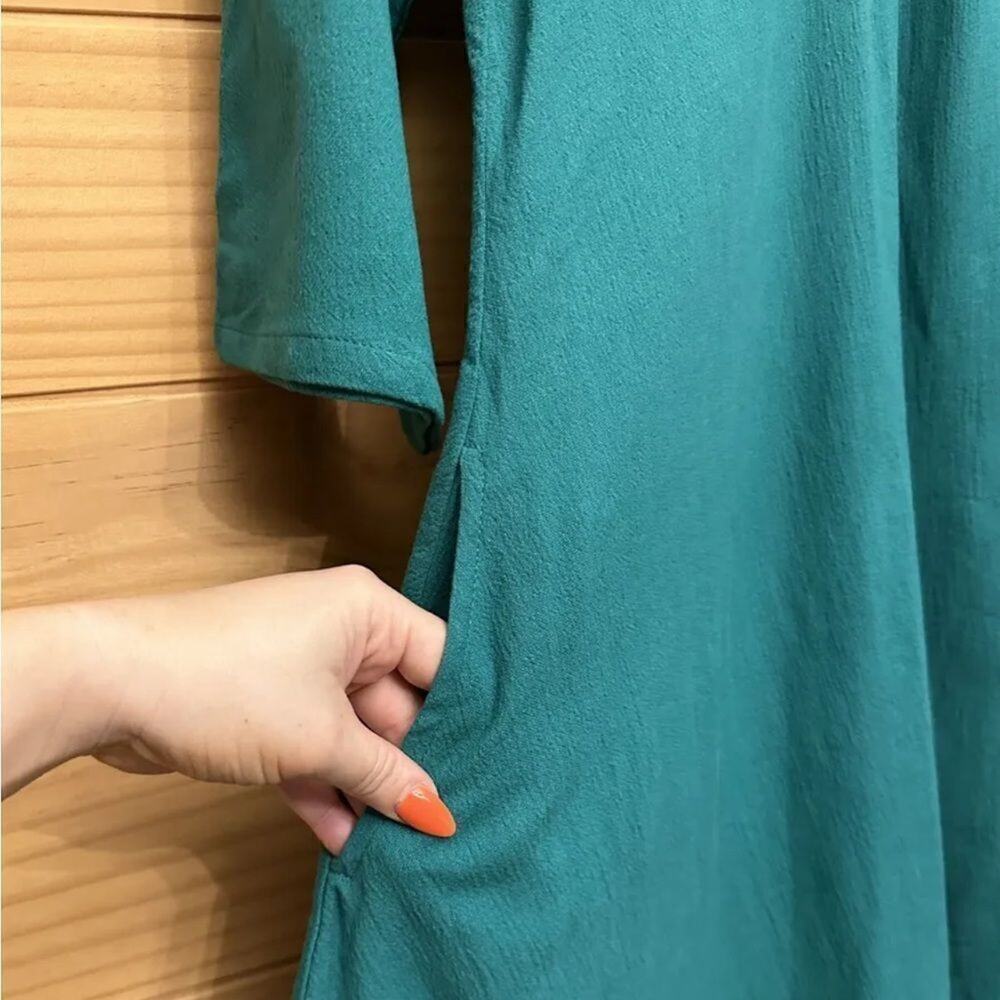 GANESH HIMAL Namaste Dress Womens Small Kazuri Nepal 3/4 Sleeves Cotton Midi NWT - Picture 9 of 11
